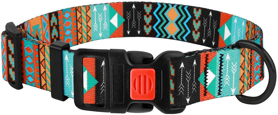 Dog Collar with Buckle Tribal Pattern