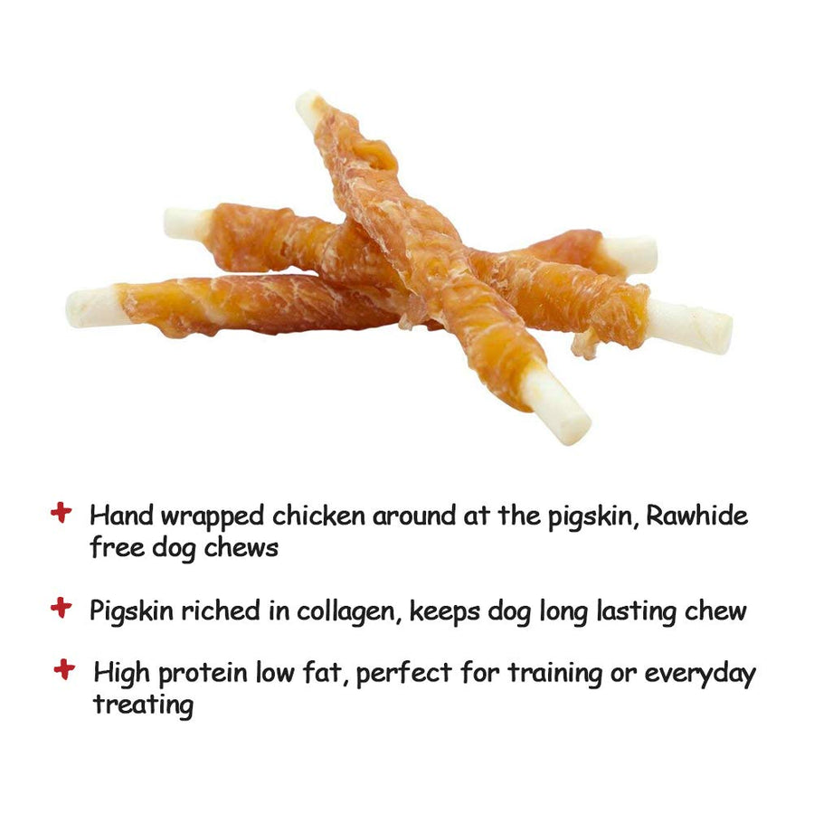 Dog Treats Puppy Chews Training Snacks,Chicken Breast Wrapped Rawhide Stix