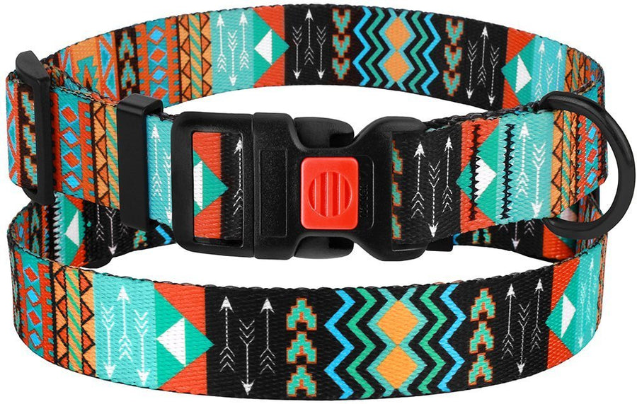 Dog Collar with Buckle Tribal Pattern